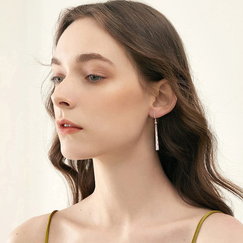 CiNily Opal Drop Earring-Rose Gold Plated Dangle Earrings Dangle Bar Earrings Women Jewelry Gemstone Dangle Earrings 2 1/8" - Image 2